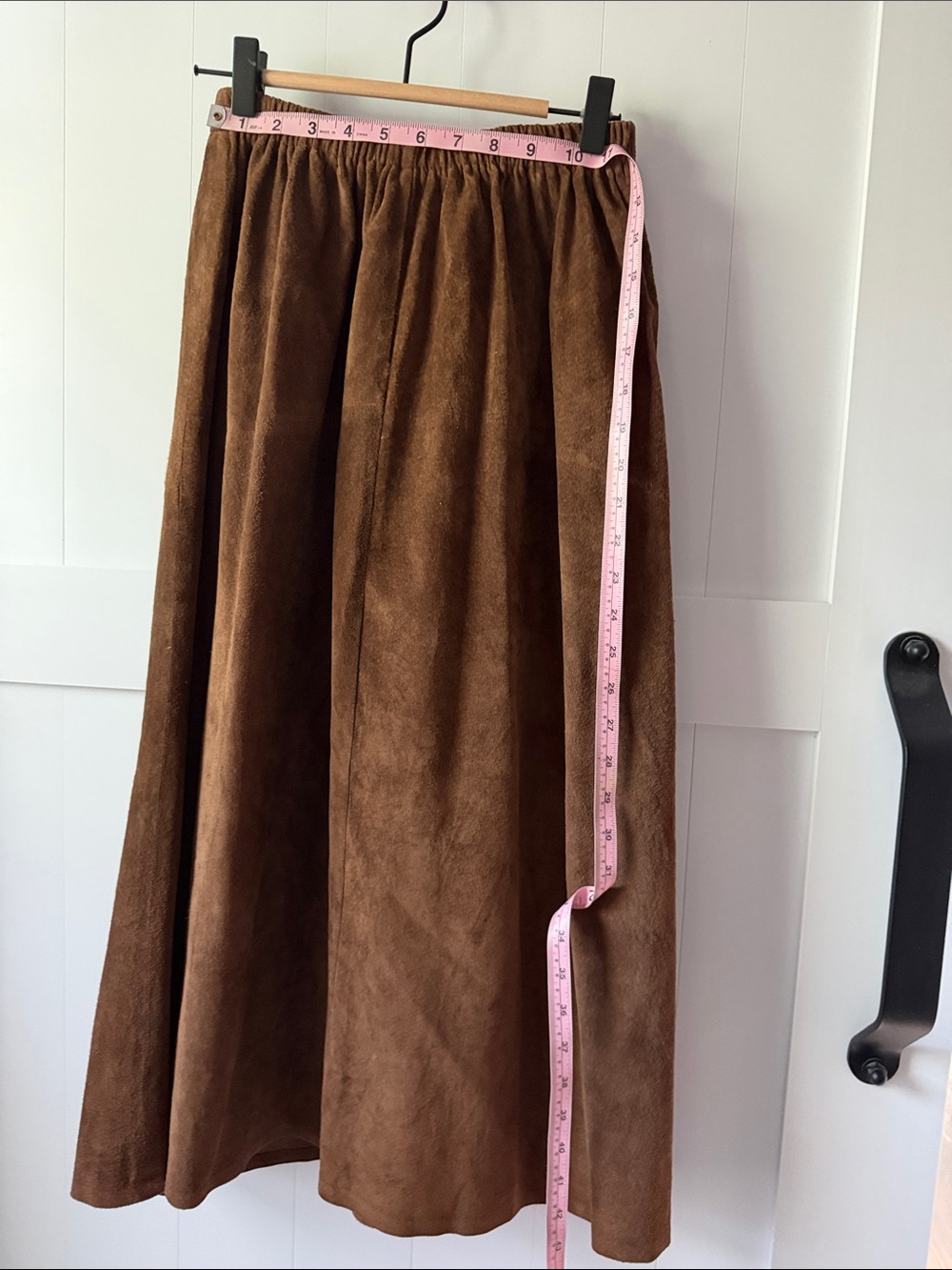 Women's Brown Suede A-Line Midi Skirt